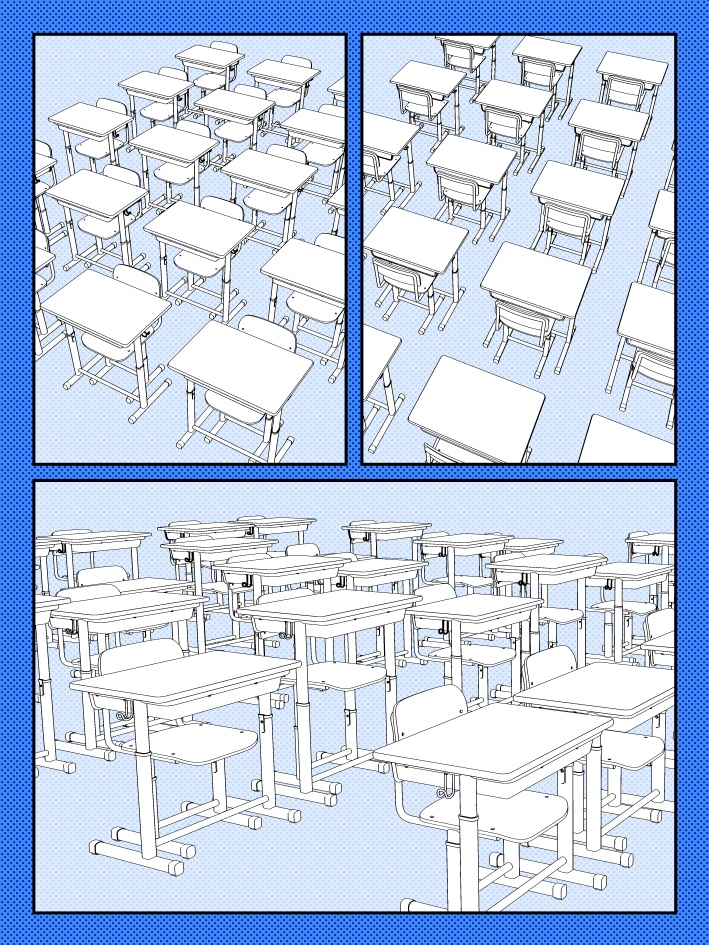 【クリスタ素材】高さが変わる学校机