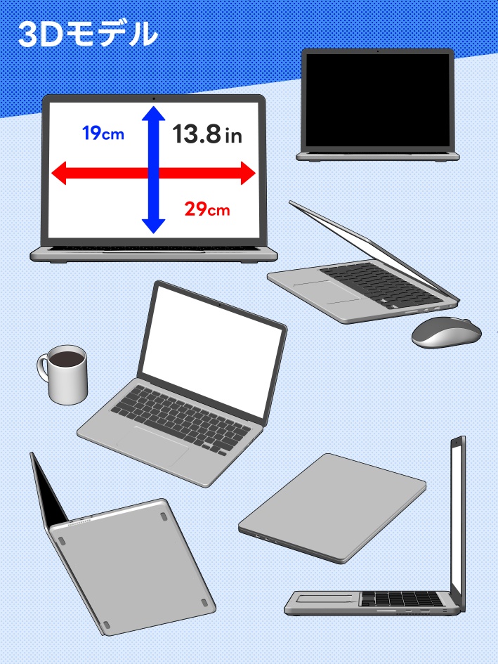 【クリスタ素材】2種類のノートPCと付属品