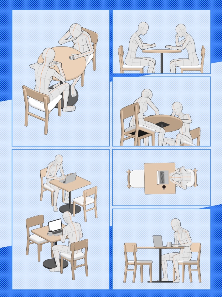 【クリスタ素材】カフェテーブルセット(1~2人用)