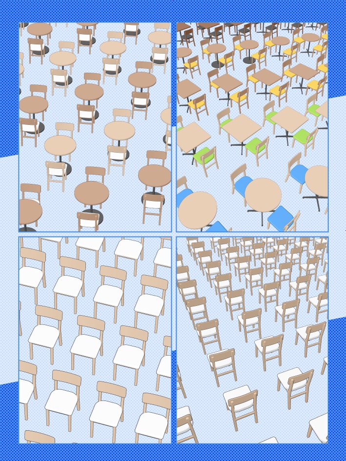 【クリスタ素材】カフェテーブルセット(1~2人用)