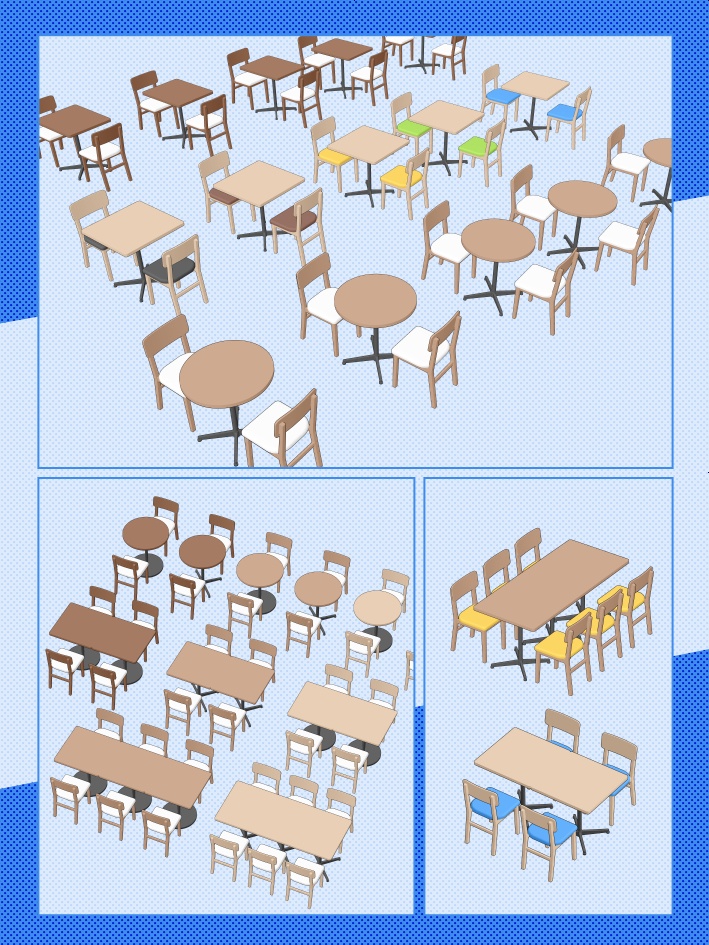 【クリスタ素材】カフェテーブルセット(1~2人用)