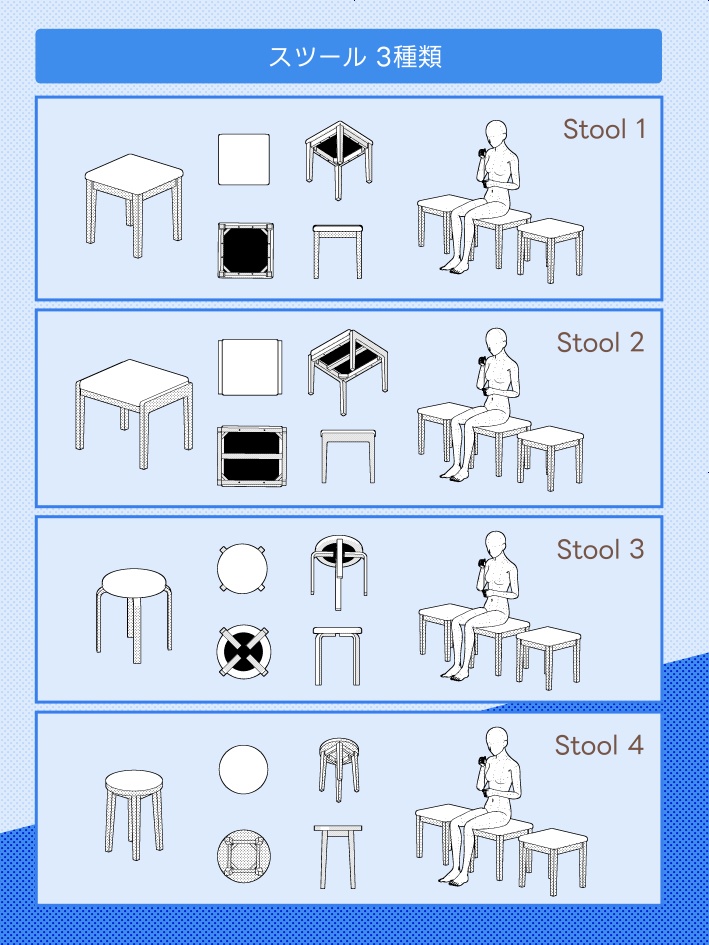 【クリスタ素材】10種類の椅子セット
