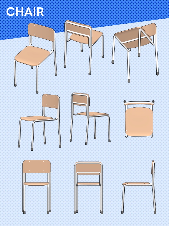 【クリスタ素材】学校机(新旧3種類)