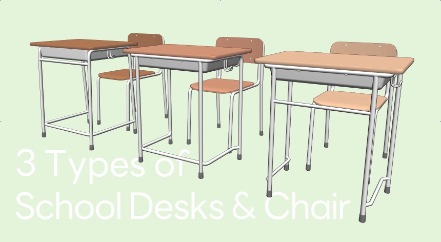 【クリスタ素材】学校机(新旧3種類)