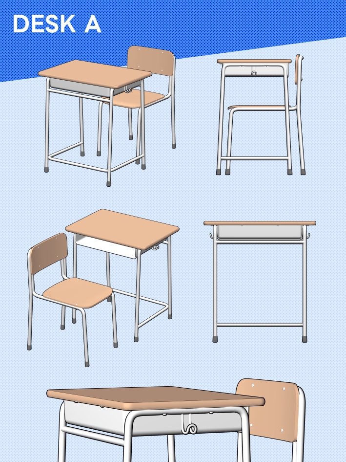 【クリスタ素材】学校机(新旧3種類)