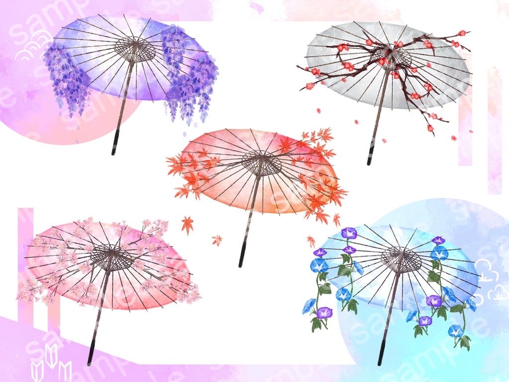 ココフォリア向け素材花番傘セット