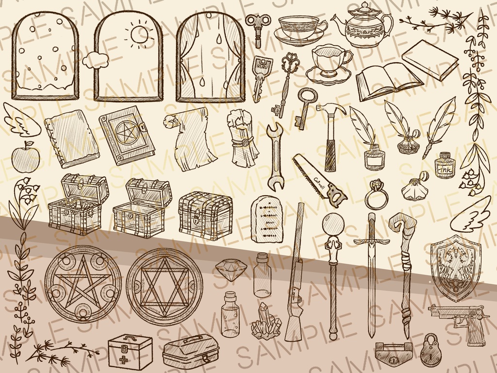 ココフォリア向け手書き風素材セット+