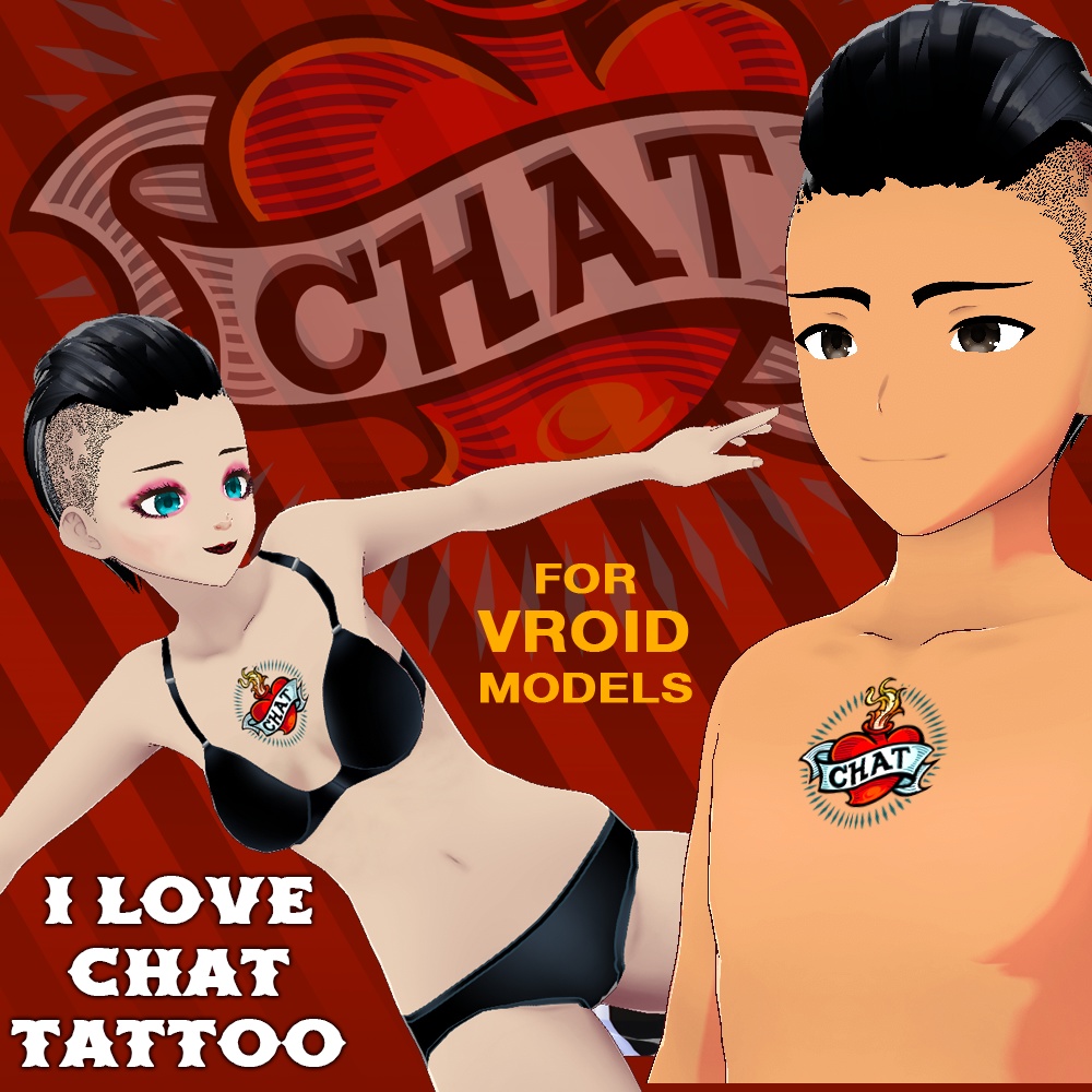 I love CHAT tattoo for Vroid models