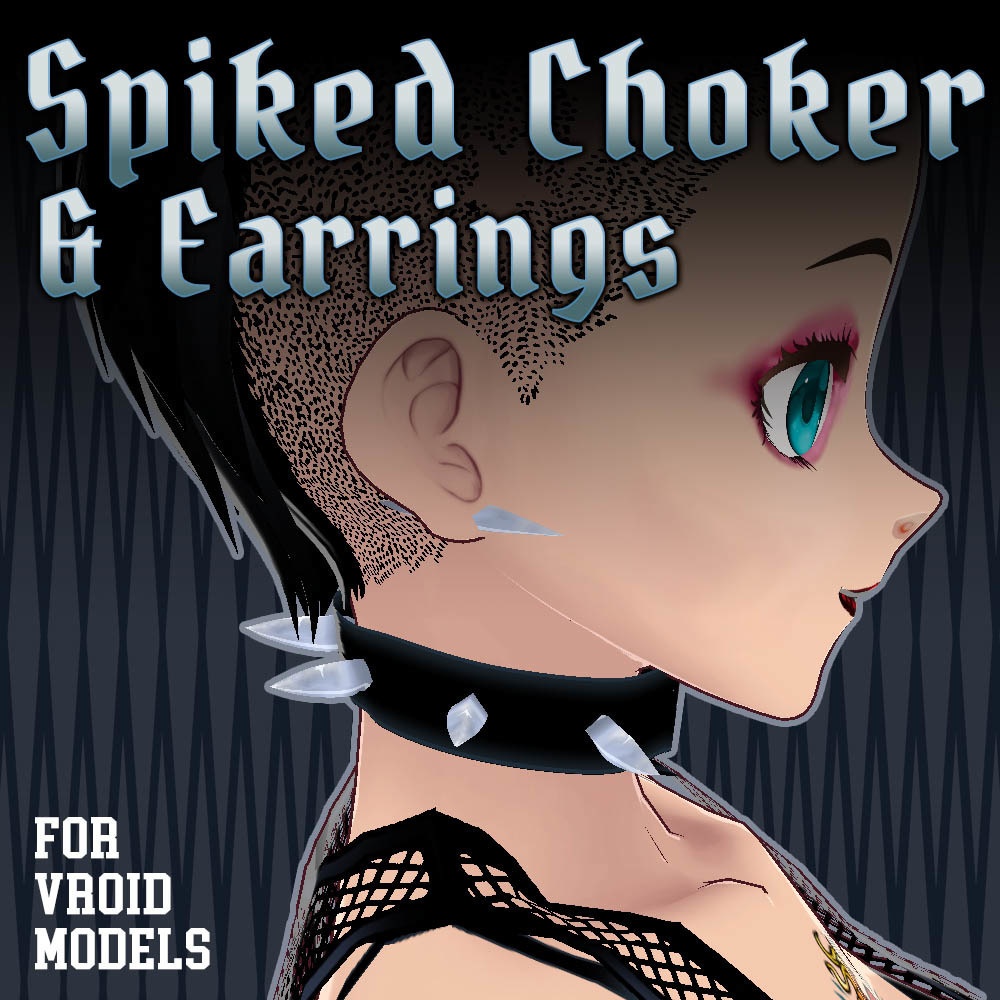 Vroid Spiked choker and earings