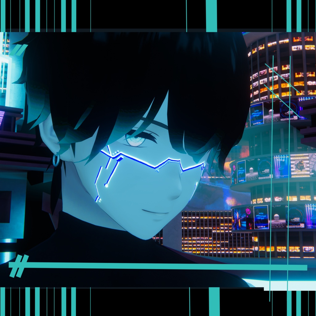 「3対応」碼希maki/杏里Anri/水瀬Minase Cyber punk Face tattoosリボンタトゥー