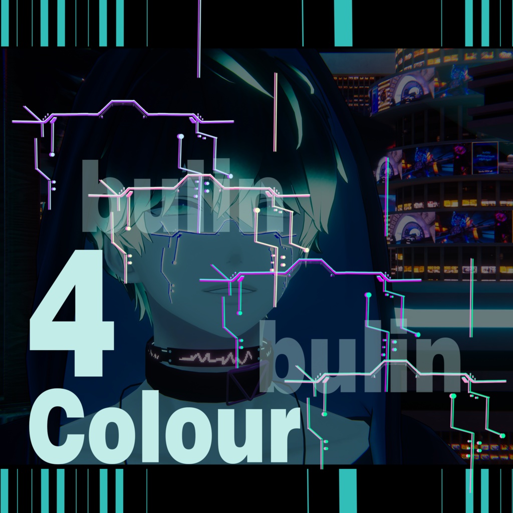 「3対応」碼希maki/杏里Anri/水瀬Minase Cyber punk Face tattoosリボンタトゥー