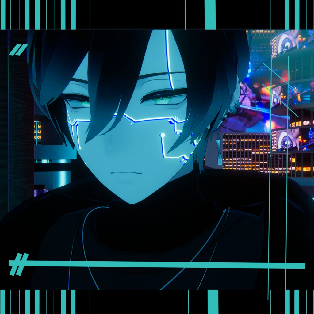 「3対応」碼希maki/杏里Anri/水瀬Minase Cyber punk Face tattoosリボンタトゥー