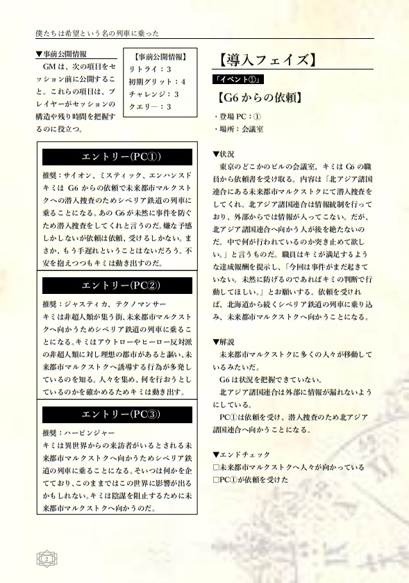 『僕たちは希望という名の列車に乗った』デッドラインヒーローズRPG非公式シナリオ