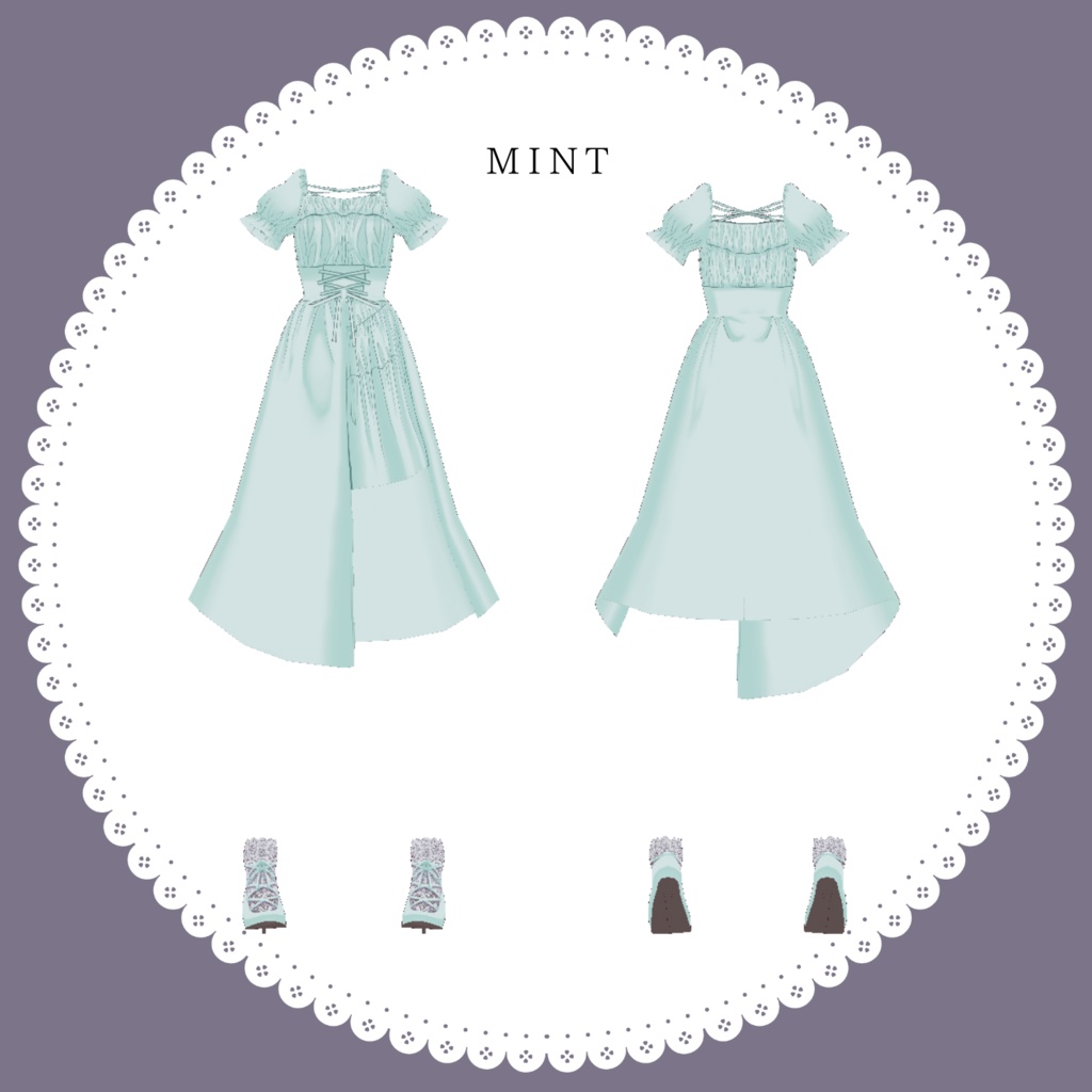 【無料版有】クロスリボンコーデセット【#Vroid】