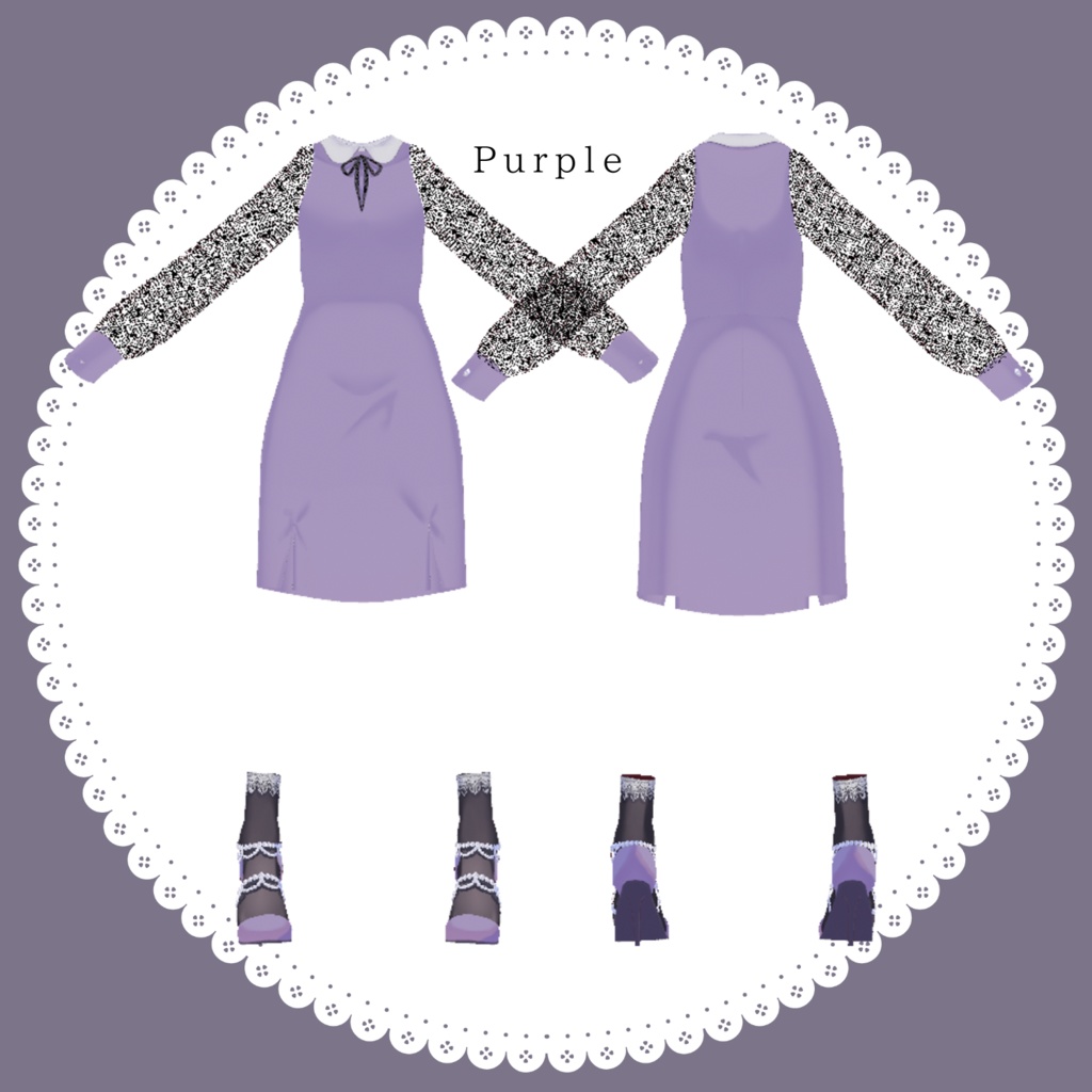 【Free無料有】チュールスリーブOPコーデセット【#Vroid】