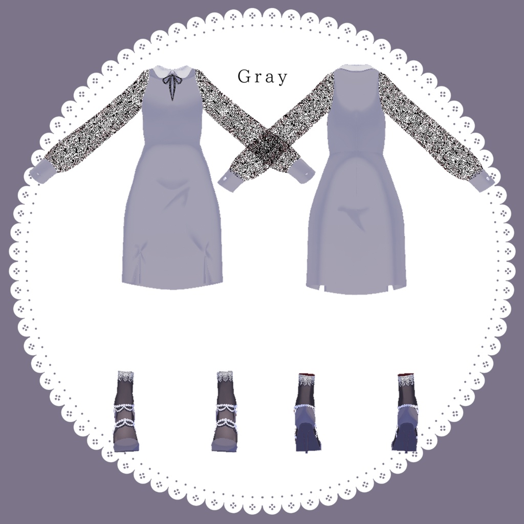 【Free無料有】チュールスリーブOPコーデセット【#Vroid】