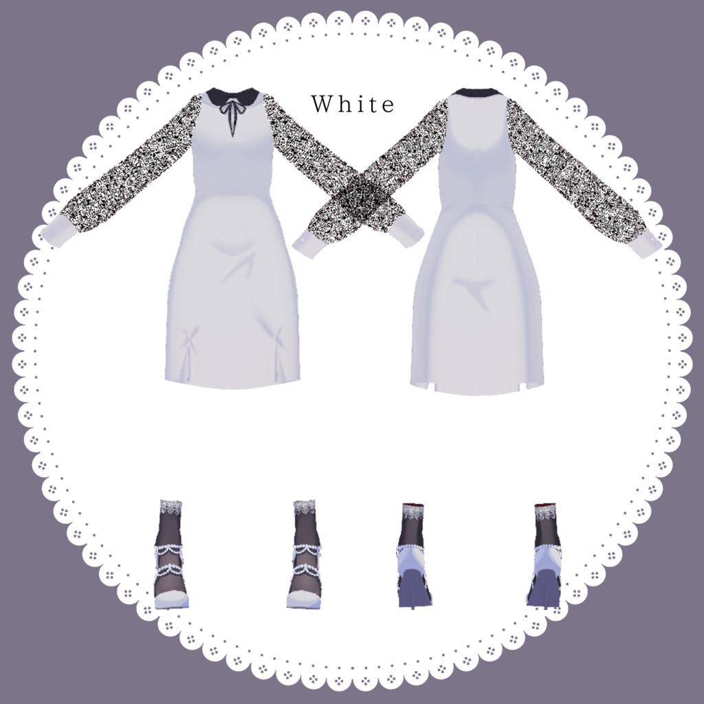 【Free無料有】チュールスリーブOPコーデセット【#Vroid】