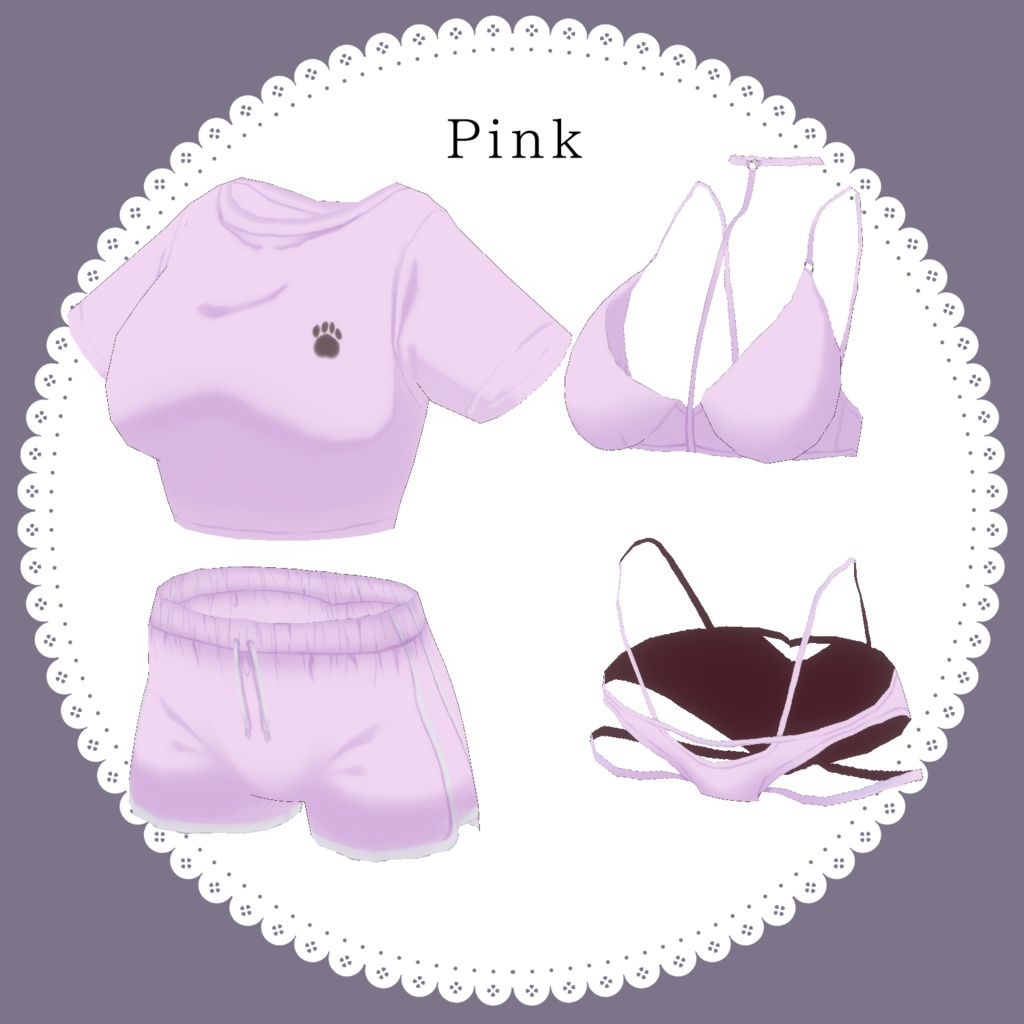 【Free無料有】ルームウェア+ランジェリーセット【#Vroid】