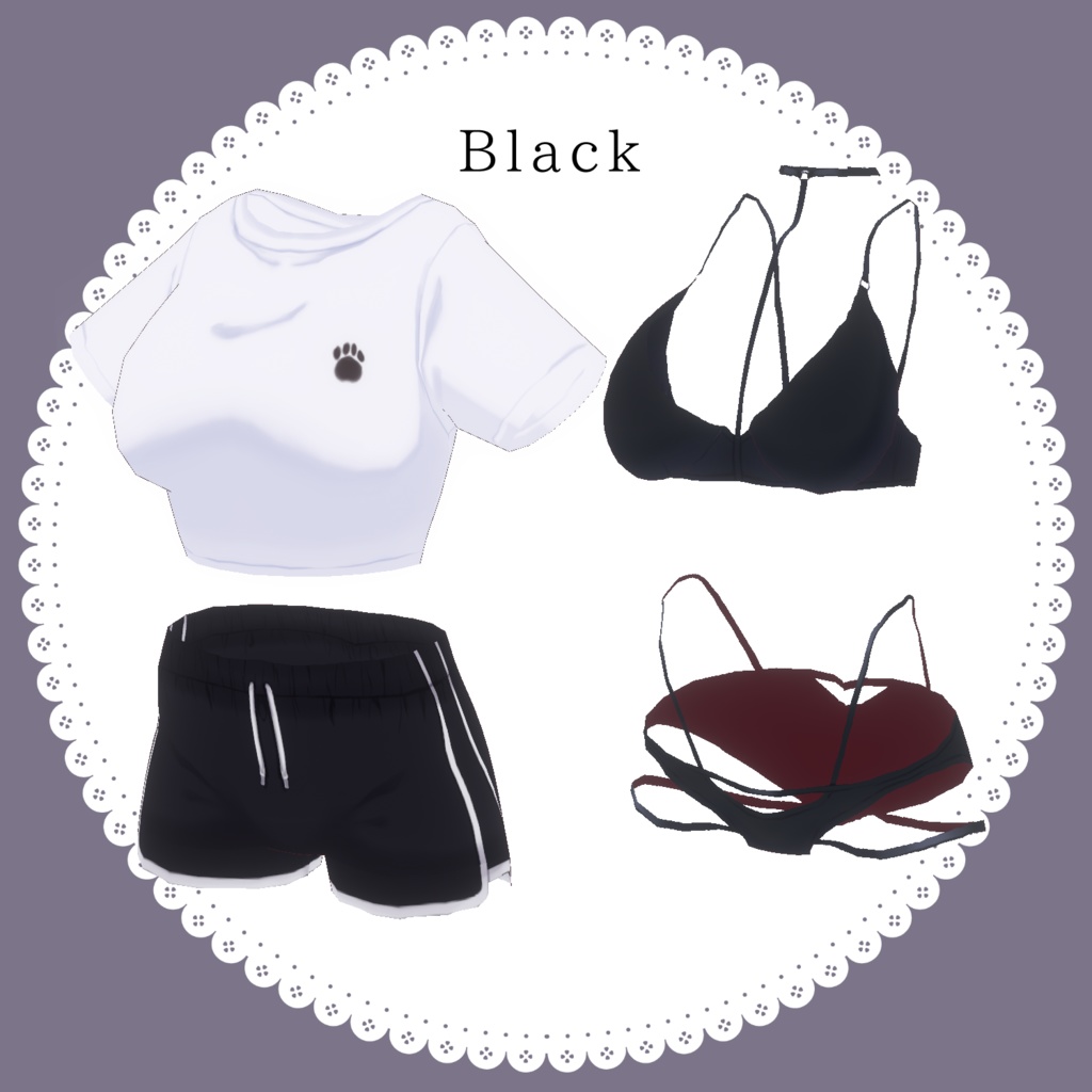 【Free無料有】ルームウェア+ランジェリーセット【#Vroid】