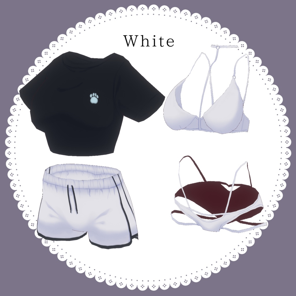 【Free無料有】ルームウェア+ランジェリーセット【#Vroid】