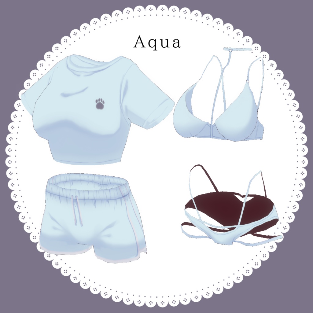 【Free無料有】ルームウェア+ランジェリーセット【#Vroid】