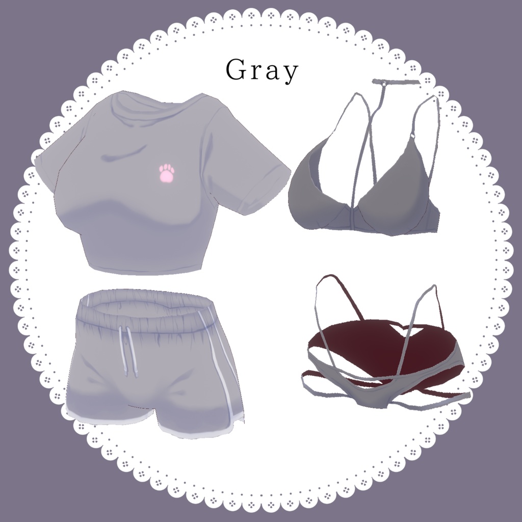 【Free無料有】ルームウェア+ランジェリーセット【#Vroid】