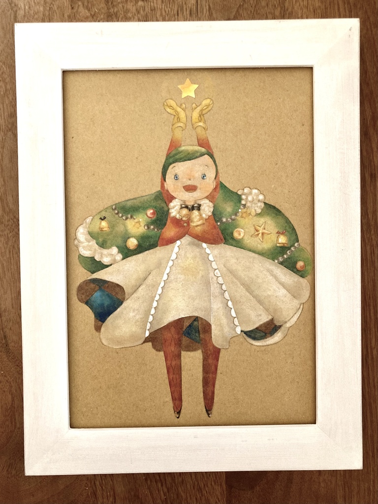 【原画】My Star/クリスマス/オイルパステル原画/手描きイラスト