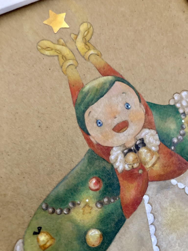 【原画】My Star/クリスマス/オイルパステル原画/手描きイラスト