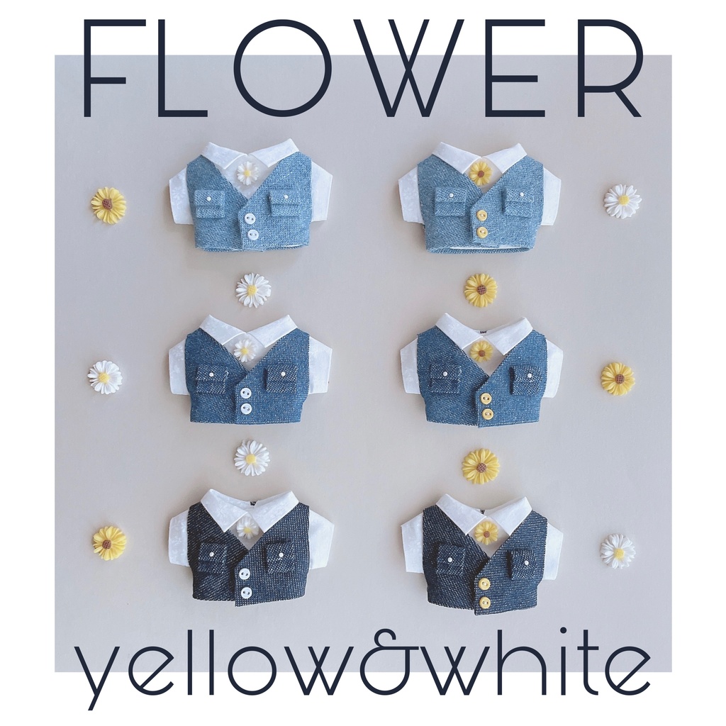 フラワーデニムベスト&シャツ🐑🌼
