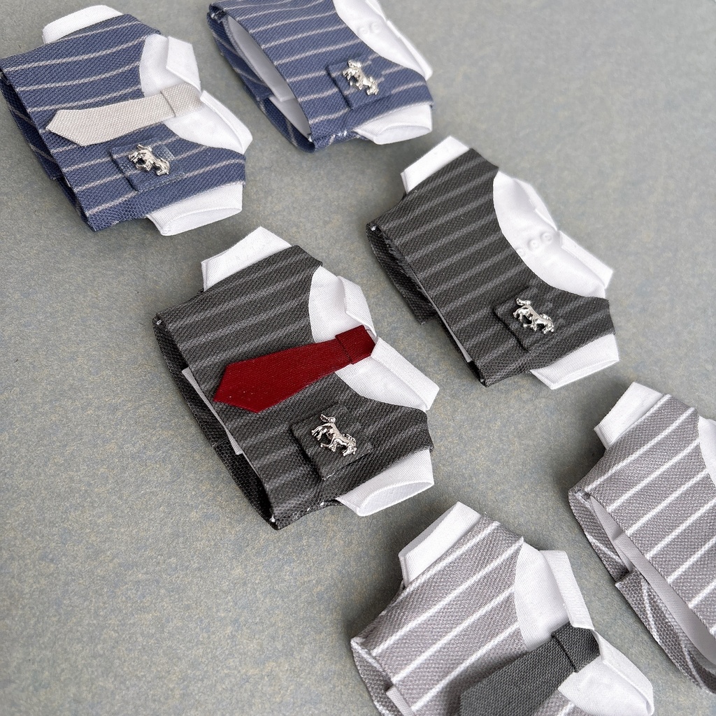 丸襟ストライプベスト&シャツ