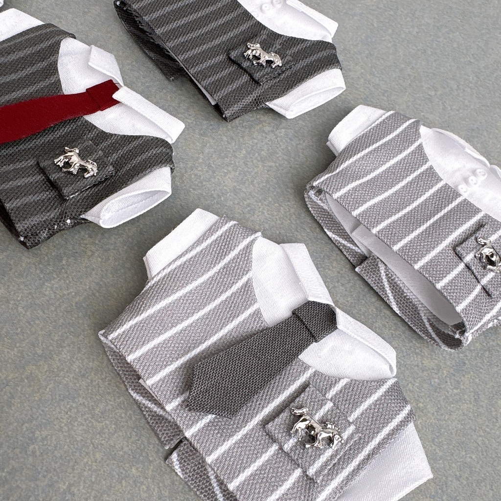 丸襟ストライプベスト&シャツ