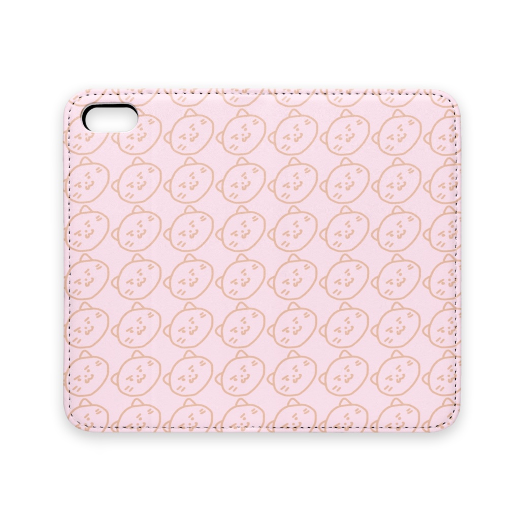 手帳型iPhoneケース 猫 ピンク