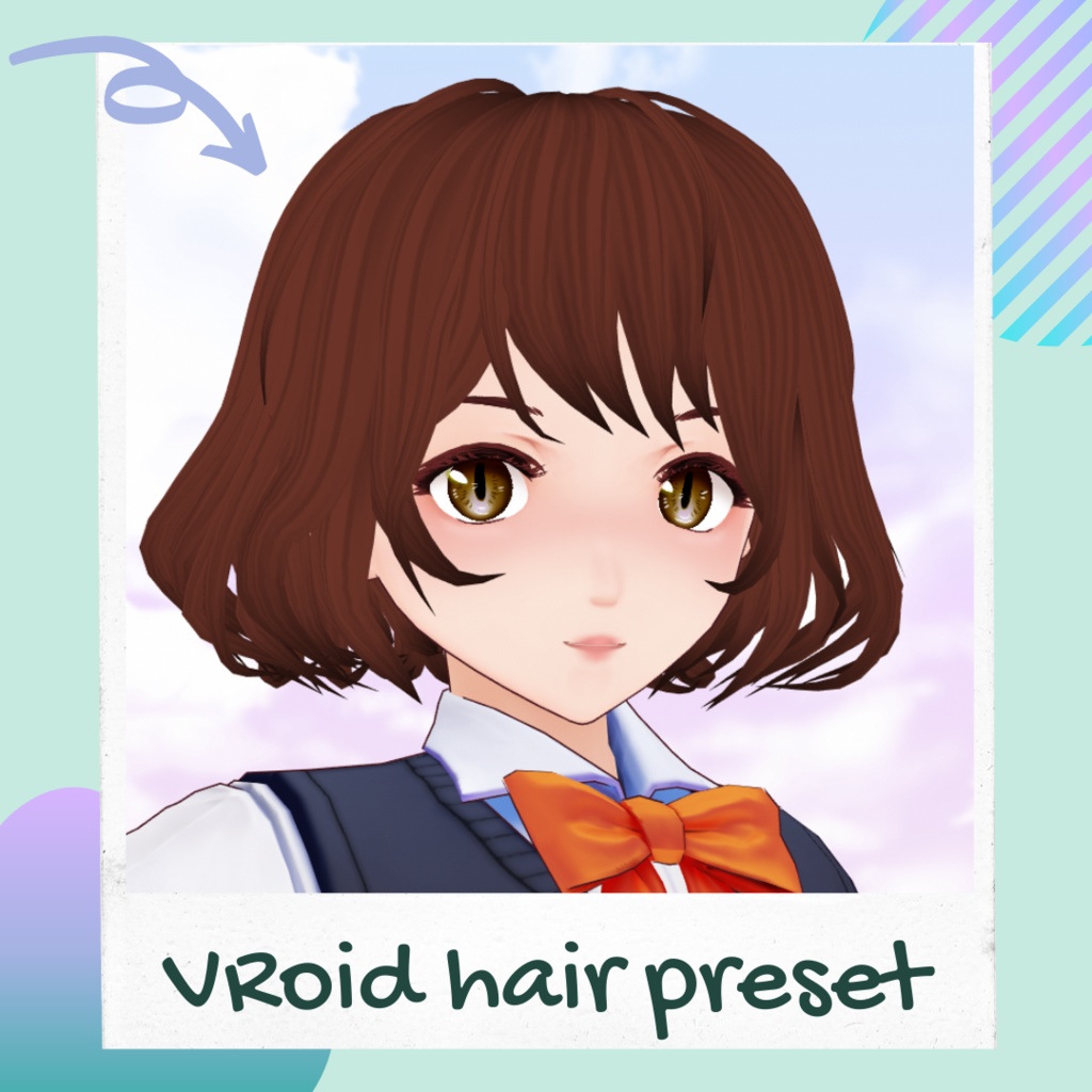 [Free/無料] VRoid hair preset - Wavy bob / Coupe de cheveux carré ondulé pour VRoid / VRoid ウェビーボブ髪プリセット