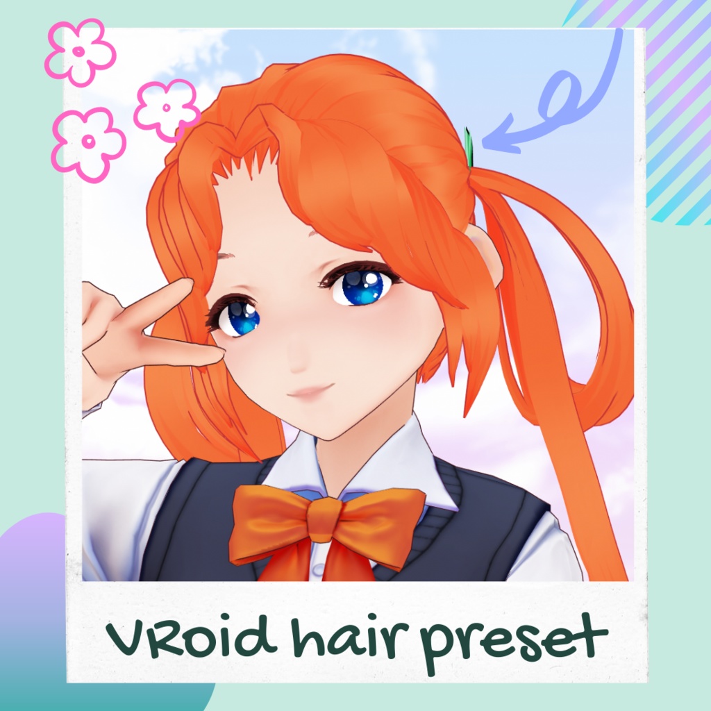 VRoid hair preset - Loop style twintails / Coupe de cheveux pour VRoid - couettes en anneaux / VRoid リングスタイル髪プリセット