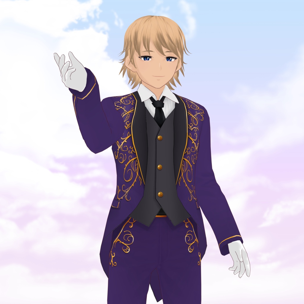 Male Idol style embroidered suit for VRoid - 5 colors / Costume brodé façon idol pour VRoid - 5 couleurs / アイドル系金レースメンズスーツ(全5種)