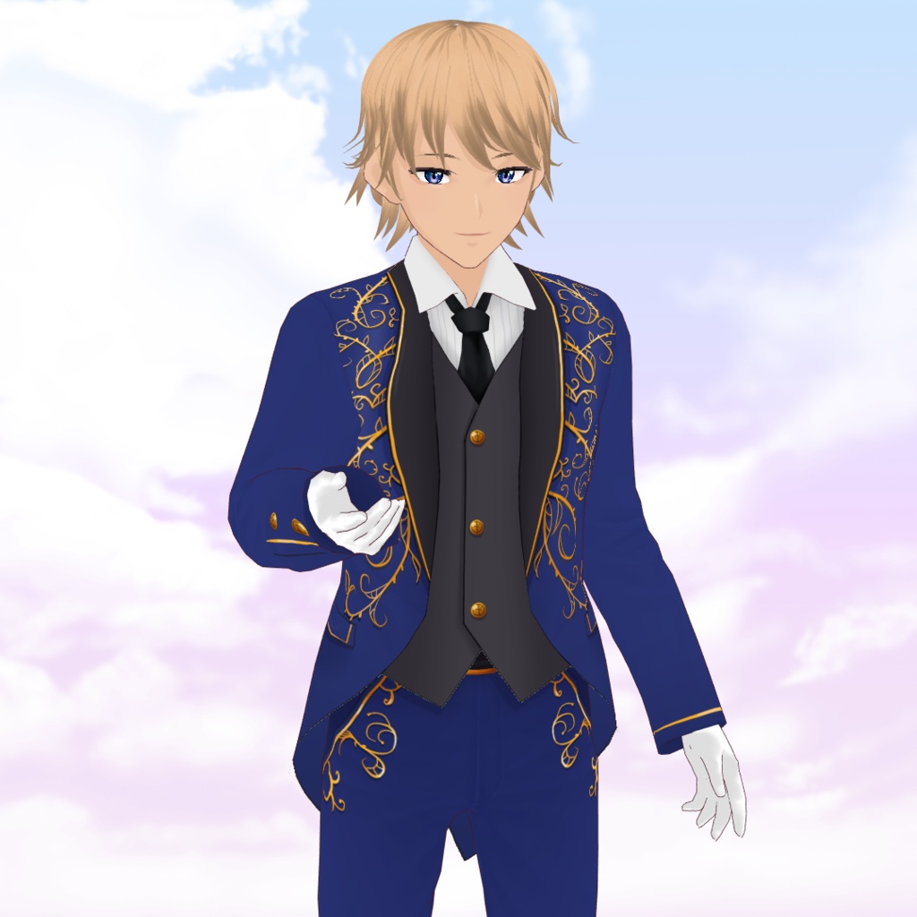 Male Idol style embroidered suit for VRoid - 5 colors / Costume brodé façon idol pour VRoid - 5 couleurs / アイドル系金レースメンズスーツ(全5種)
