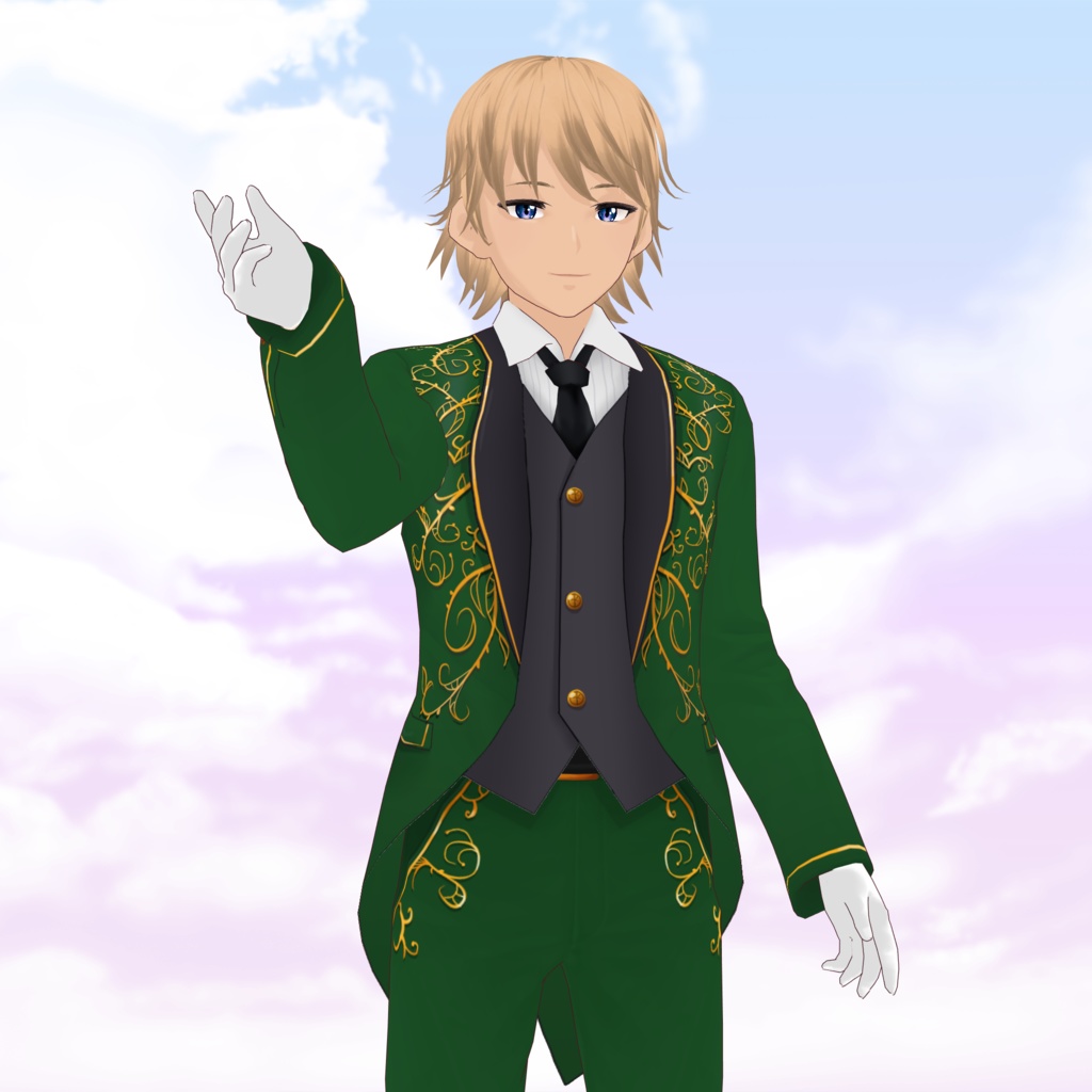Male Idol style embroidered suit for VRoid - 5 colors / Costume brodé façon idol pour VRoid - 5 couleurs / アイドル系金レースメンズスーツ(全5種)