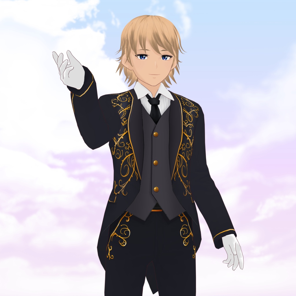 Male Idol style embroidered suit for VRoid - 5 colors / Costume brodé façon idol pour VRoid - 5 couleurs / アイドル系金レースメンズスーツ(全5種)