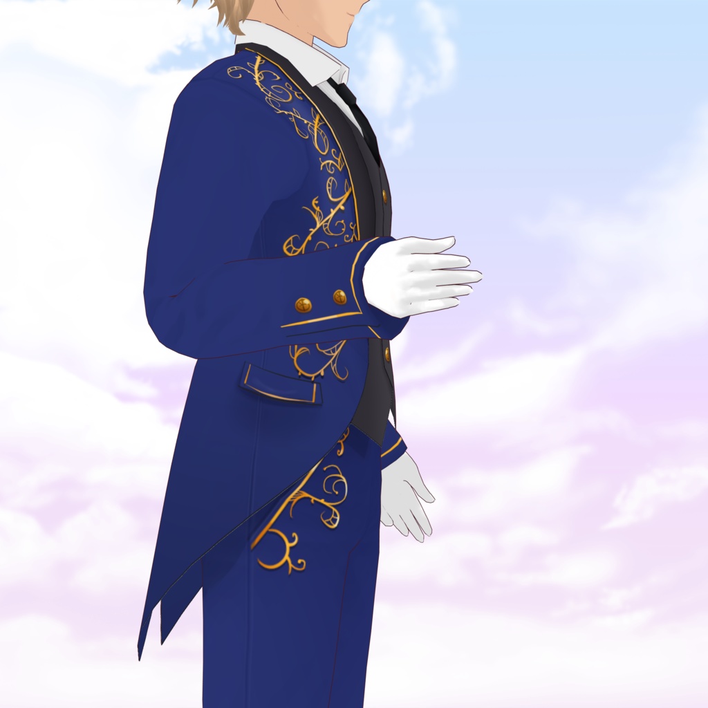 Male Idol style embroidered suit for VRoid - 5 colors / Costume brodé façon idol pour VRoid - 5 couleurs / アイドル系金レースメンズスーツ(全5種)