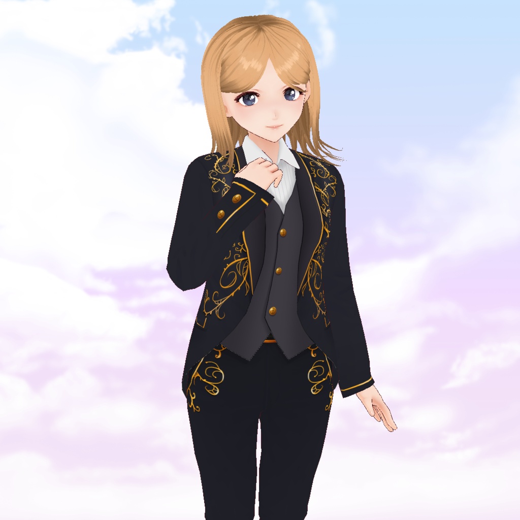 Male Idol style embroidered suit for VRoid - 5 colors / Costume brodé façon idol pour VRoid - 5 couleurs / アイドル系金レースメンズスーツ(全5種)