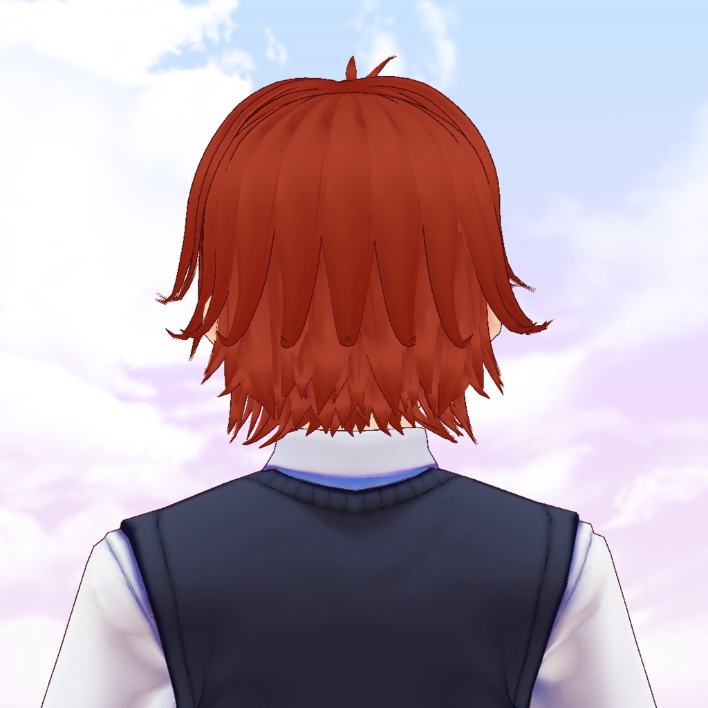 VRoid Hair Preset + 6 colors set - Male Layered hair / Coupe de cheveux masculine dégradée pour VRoid + 6 couleurs / レイヤー男性ヘアー髪プリセット+6色テクスチャーセット