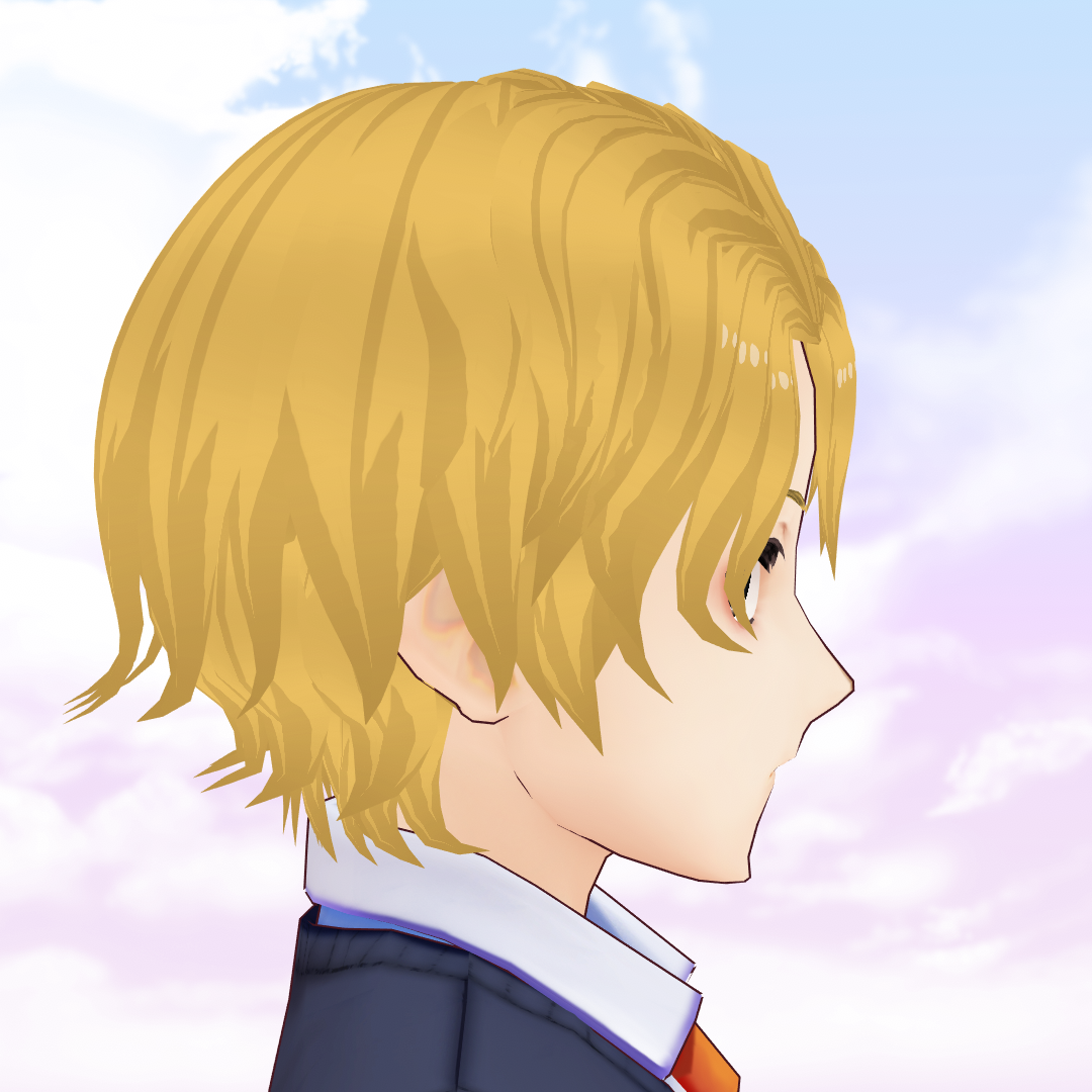 VRoid Hair Preset + 6 cell shaded colors set - Male short wavy hair