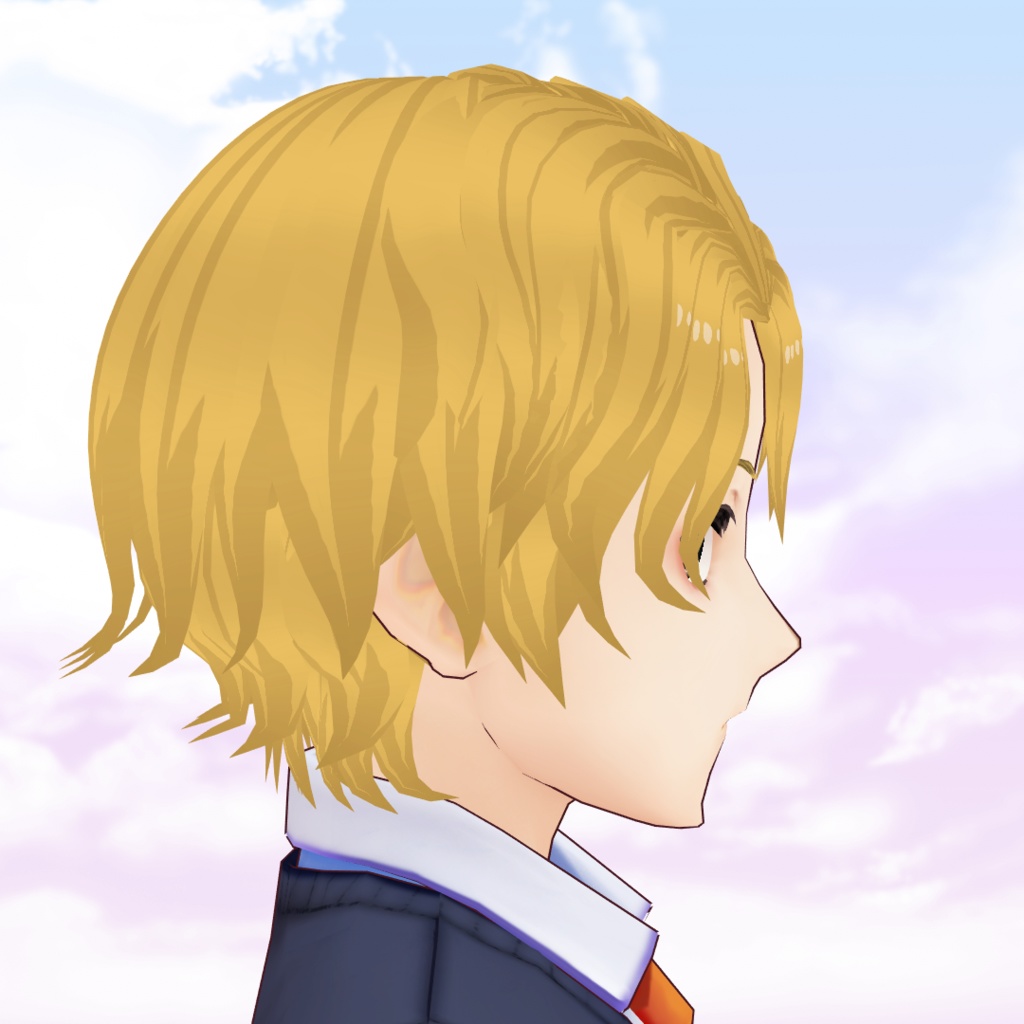 VRoid Hair Preset + 6 cell shaded colors set - Male short wavy hair / Coupe de cheveux masculine ondulée pour VRoid + 6 couleurs dans un style cell shading /ショート ウェービー男性ヘアー髪プリセット+6色テクスチャーセット