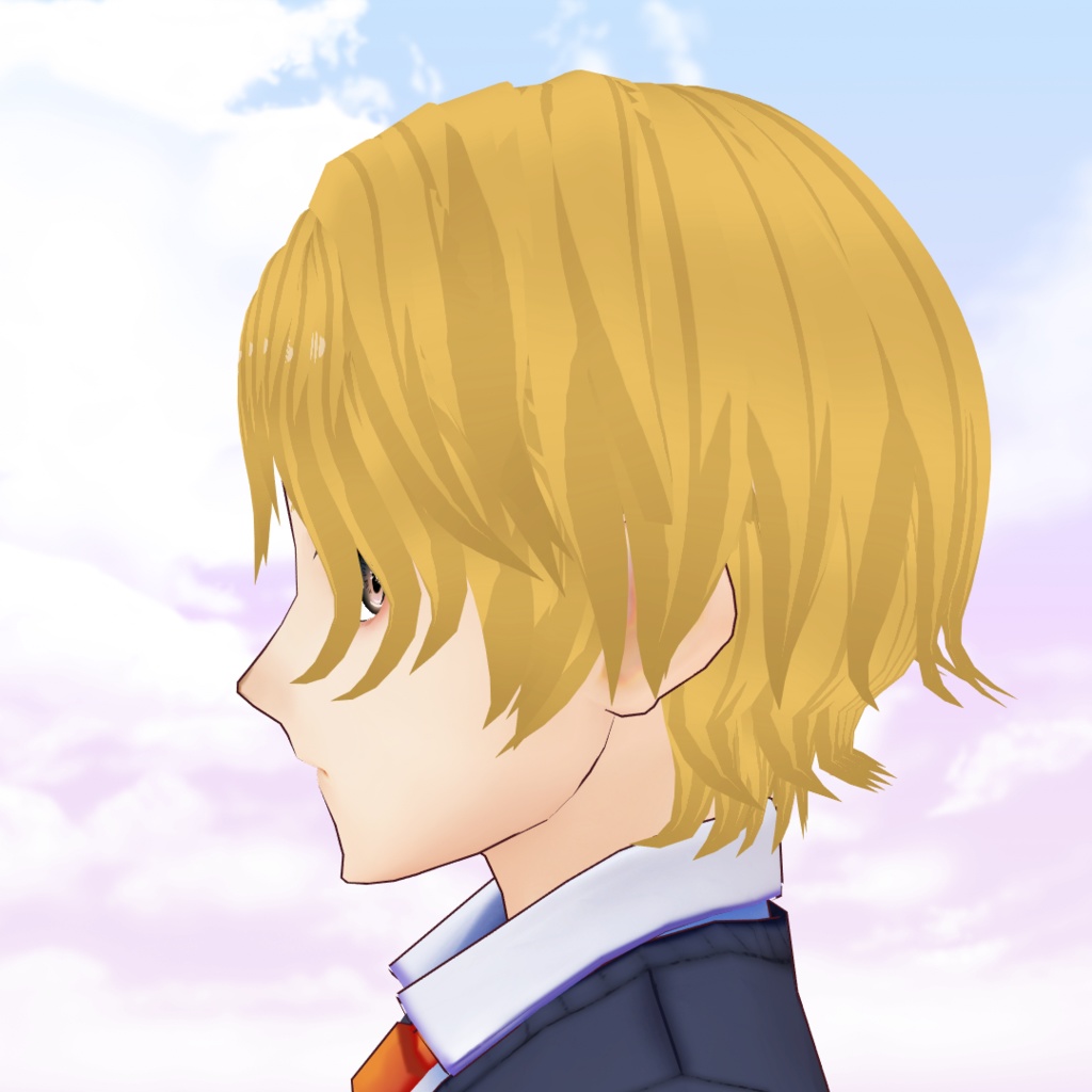 VRoid Hair Preset + 6 cell shaded colors set - Male short wavy hair / Coupe de cheveux masculine ondulée pour VRoid + 6 couleurs dans un style cell shading /ショート ウェービー男性ヘアー髪プリセット+6色テクスチャーセット
