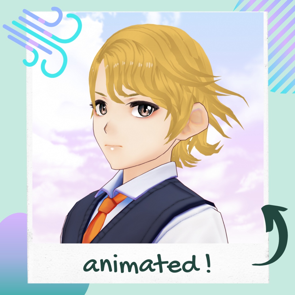 VRoid Hair Preset + 6 cell shaded colors set - Male short wavy hair / Coupe de cheveux masculine ondulée pour VRoid + 6 couleurs dans un style cell shading /ショート ウェービー男性ヘアー髪プリセット+6色テクスチャーセット