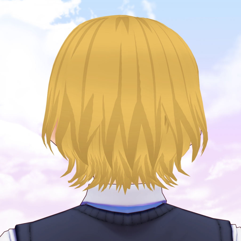 VRoid Hair Preset + 6 cell shaded colors set - Male short wavy hair / Coupe de cheveux masculine ondulée pour VRoid + 6 couleurs dans un style cell shading /ショート ウェービー男性ヘアー髪プリセット+6色テクスチャーセット