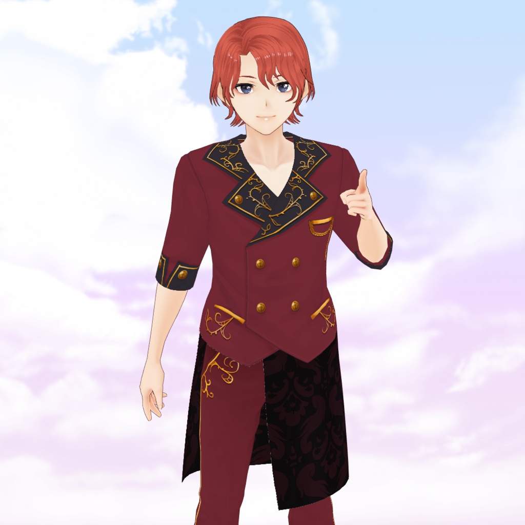 Male Idol style blazer suit Texture for VRoid - 5 colors / Costume blazer brodé façon idol pour VRoid - 5 couleurs / アイドル系金レースメンズスーツ(全5種)