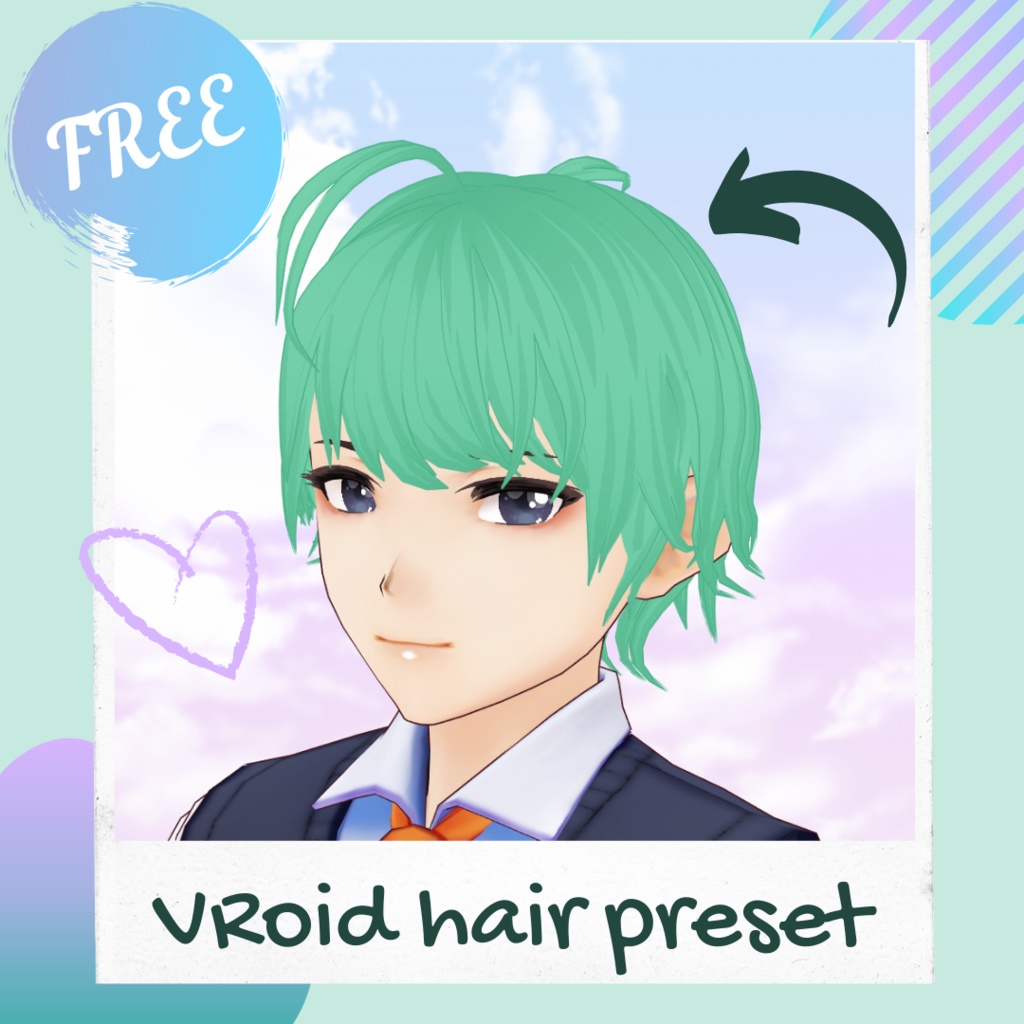 Free 無料 Cell Shaded Male Vroid Hair Preset Coiffure Courte Avec Texture Cell Shading Pour Vroid ショート男性ヘアー髪プリセット Atelier Echo アトリエ エコー Booth