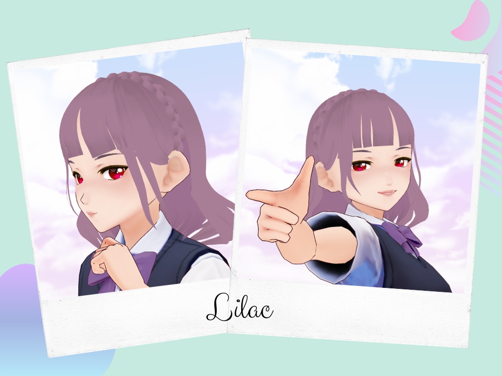 VRoid Beta hair Preset - elegant braided style (5 colours) / Coiffure pour VRoid, cheveux mi-long avec tresse (5 couleurs) / エレガントヘアプリセット