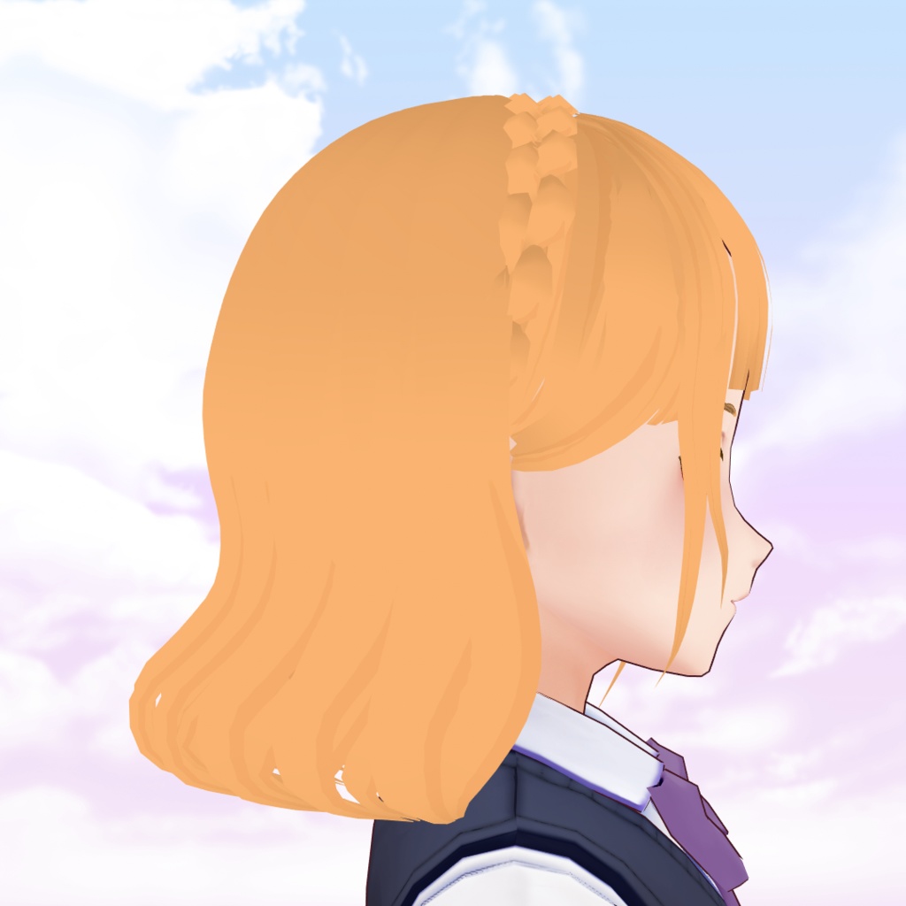 VRoid Beta hair Preset - elegant braided style (5 colours) / Coiffure pour VRoid, cheveux mi-long avec tresse (5 couleurs) / エレガントヘアプリセット